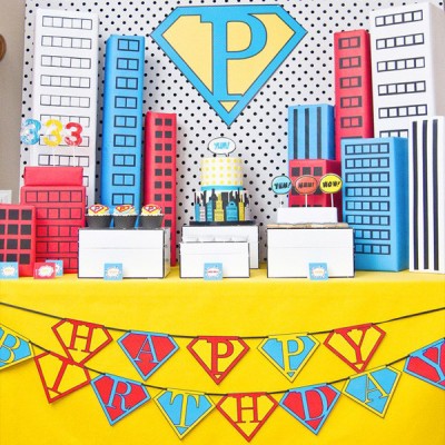 vintage super hero birthday party printables-400x400